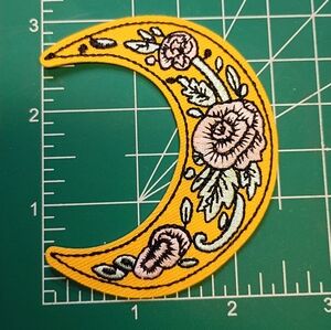 2/$10 Floral Embroidered Crescent Patch